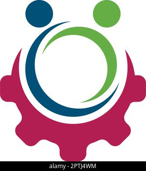 modello di progettazione vettoriale icona ingranaggio persone Illustrazione Vettoriale