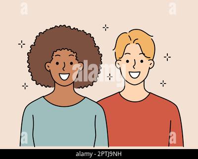 Sorridente coppia interracial ritenere positiva Illustrazione Vettoriale