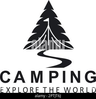 camping icona vettore illustrazione modello di concetto Illustrazione Vettoriale