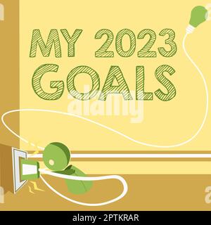 Didascalia concettuale My 2023 Goals, Word scritto sulla creazione di obiettivi personali o piani per l'anno in corso Foto Stock