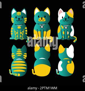 divertente cartone animato gatti razze set Illustrazione Vettoriale