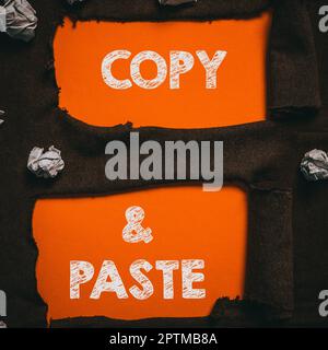 Visualizzazione concettuale Copia Incolla, Word scritto su imitazione, trascrizione o riproduzione di un'opera originale Foto Stock