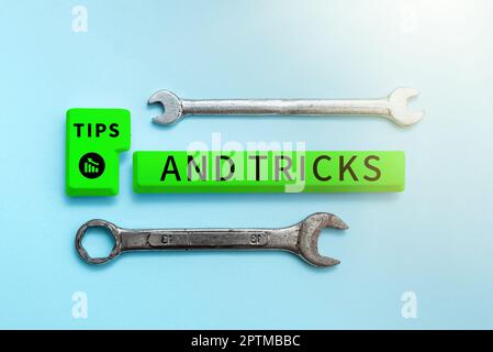 Didascalia testo Presentazione Suggerimenti e trucchi, Business Concept Consigli utili che rende determinate azioni più facili da fare Foto Stock