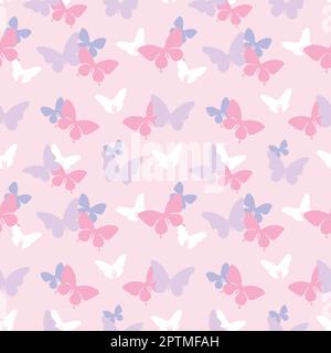 Modello di farfalle vettoriali pastello. Sfondo astratto senza giunture. Illustrazione Vettoriale