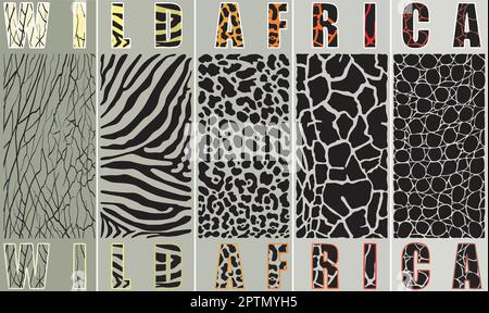 Sfondo vettoriale dalle pelli di animali selvatici africani Illustrazione Vettoriale