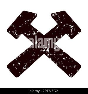 Icona dei martelli grunge isolata su sfondo bianco. Foto Stock