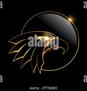 Insegna con il logo Golden Eagle Head Illustrazione Vettoriale