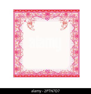 Buon San Valentino vintage card con cupidi ed eleganti ornamenti cornice Illustrazione Vettoriale