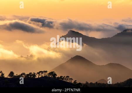 Tramonto sopra le nuvole al Parco Nazionale del Teide, Tenerife, Isole Canarie, Spagna Foto Stock