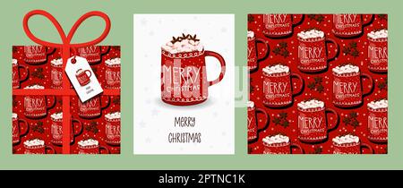 SET DI NATALE, set di modelli di Natale e Capodanno per la scrapbooking di auguri, congratulazioni, inviti, tag, biglietti. Illustrazione vettoriale.creativa Foto Stock