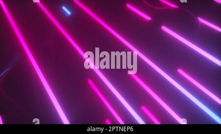 Onde nere e linee al neon. Rendering 3D generato dal computer Foto Stock