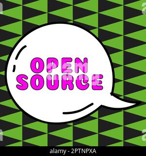 Testo che mostra ispirazione Open Source, approccio aziendale che indica il software che il codice sorgente originale è disponibile gratuitamente Foto Stock