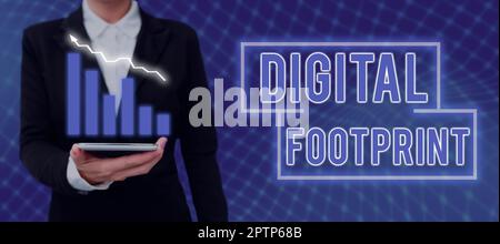 Segno di scrittura a mano impronta digitale, Business idea utilizza la tecnologia digitale per gestire il processo di produzione Foto Stock