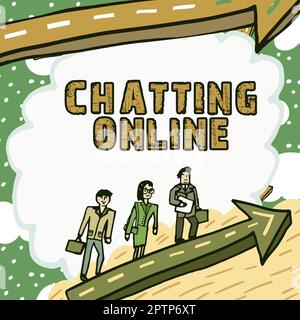 Scrittura a mano segno chatting in linea, tipo di panoramica di affari di trasmissione in tempo reale dei messaggi di testo in linea Foto Stock