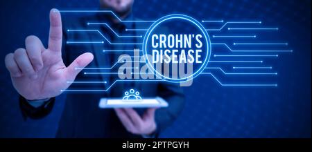 Scrittura visualizzazione testo Crohn S è malattia, parola scritta sulla malattia infiammatoria cronica dell'intestino Foto Stock