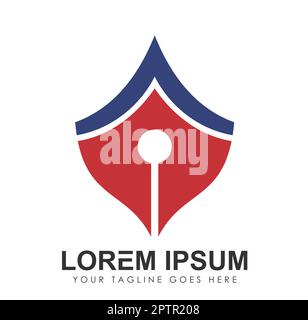 Logo di Speed Boat con icona vettore penna Illustrazione Vettoriale