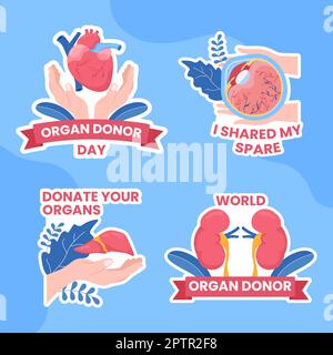 World Organ Donation Day Label Flat Cartoon Hand Drawed background Templates Illustrazione Illustrazione Vettoriale