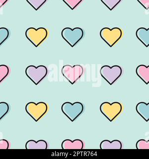Cuori colorati ripetizione senza cuciture vettore pattern. Illustrazione Vettoriale