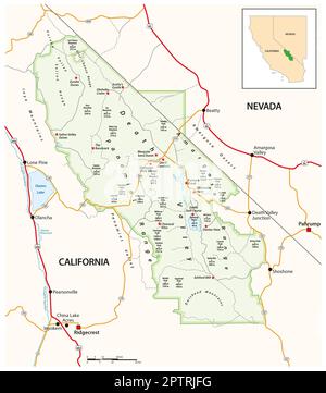 Mappa dettagliata del Death Valley National Park, California, Nevada, Stati Uniti Foto Stock