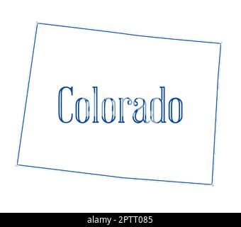 Mappa di stato profilo di Colorado su uno sfondo bianco Foto Stock