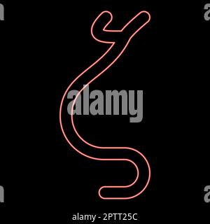 Neon zeta greco simbolo piccola lettera minuscola font rosso colore vettore illustrazione immagine stile piatto Illustrazione Vettoriale