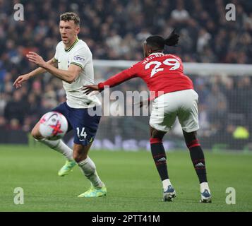 Ivan Perisic di Tottenham Hotspur in azione durante la partita di calcio della Premier League inglese tra Tottenham Hotspur e Manchester United a Tottenham Foto Stock