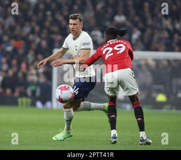 Ivan Perisic di Tottenham Hotspur in azione durante la partita di calcio della Premier League inglese tra Tottenham Hotspur e Manchester United a Tottenham Foto Stock