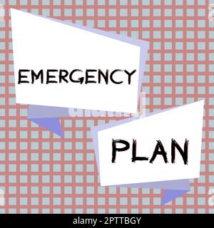 Scrittura che visualizza il testo piano di emergenza, le procedure di concetto di affari per la risposta alle emergenze importanti devono essere preparate Foto Stock