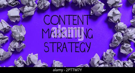 Scrittura visualizzazione testo Content Marketing Strategy, Word per la distribuzione di contenuti a destinatari online Foto Stock