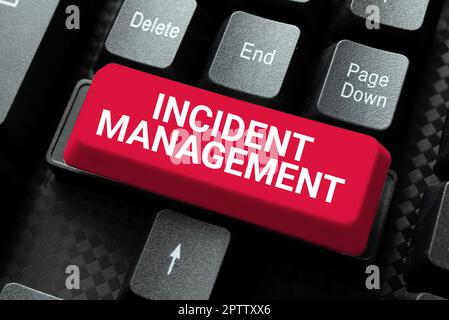 Visualizzazione concettuale Incident Management, Word scritto su processo per restituire il Servizio a rischi normali corretti Foto Stock