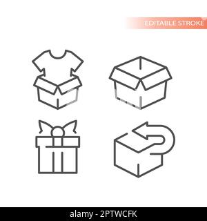 Set di icone vettoriali con rettangolo delineato Illustrazione Vettoriale