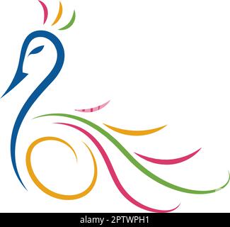Disegno illustrativo del logo dell'icona Peacock Illustrazione Vettoriale