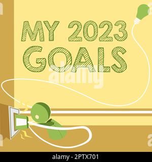 Didascalia concettuale My 2023 Goals, Word scritto sulla creazione di obiettivi personali o piani per l'anno in corso Foto Stock