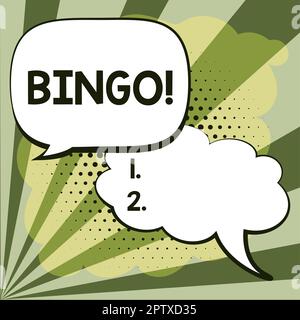 Visualizzazione concettuale Bingo, Word per il gioco d'azzardo in cui ogni giocatore corrisponde ai numeri stampati Foto Stock