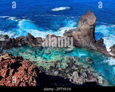 La splendida St. La piscina di Pauls sull'isola di Pitcairn, sede del mutinismo sulla Bounty Foto Stock