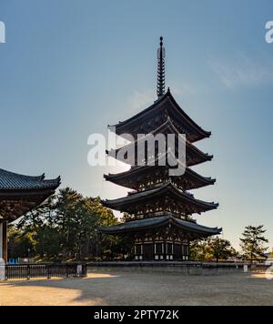 Una foto panoramica della pagoda del Tempio di Kofuku-ji. Foto Stock