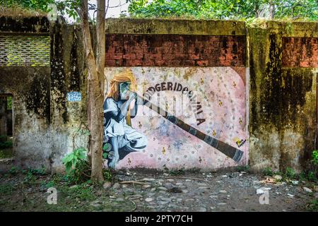 India, Uttarakhand, Rishikesh, abbandonato Maharishi Mahesh Yogi Ashram (Beatles Ashram). Ora appartenente al Parco Nazionale del Rajaji, riserva delle tigri. Foto Stock