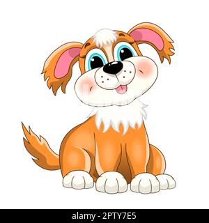 Cucciolo carino seduto e sorridente Illustrazione Vettoriale