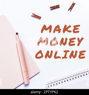 Testo scritto a mano Make Money Online, Word for Business eCommerce innovazione tecnologia Web Foto Stock