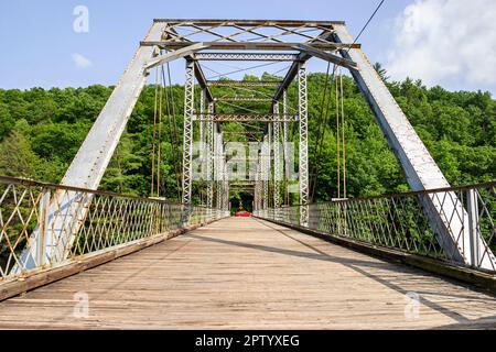 Pocono Mountains Poconos Pennsylvania Delaware River, Pond Eddy Bridge petit truss, Foto Stock