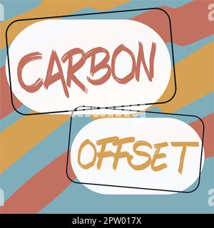 Testo che mostra l'offset del carbonio di ispirazione, Word scritto sulla riduzione delle emissioni di anidride carbonica o di altri gas Foto Stock