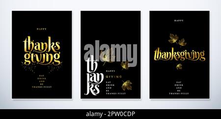 illustrazione vettoriale di tre poster di ringraziamento di disegno di concetto per il biglietto di auguri, il commercio e l'azienda di invito di cena, i negozi di vendita al dettaglio di segni di ecommerce, l'agenzia di pubblicità, il bollettino del email, l'intestazione Illustrazione Vettoriale