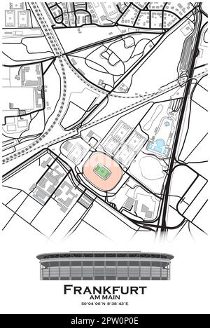 Mappa dello stadio di calcio a Francoforte sul meno, Germania Illustrazione Vettoriale