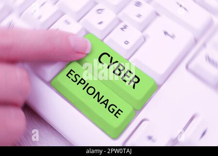 Testo che mostra ispirazione Cyber Espionage, Internet Concept ottenere segreti e informazioni senza il permesso Foto Stock