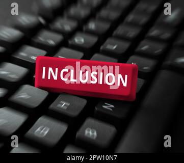 Inclusione concettuale dell'esposizione, stato dell'azione della vetrina aziendale, incluso l'inclusione all'interno del gruppo o della struttura Foto Stock