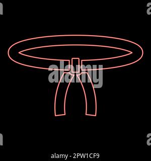 Cintura neon Oriental Combat sport cintura Abbigliamento di caccia karate judo rosso colore vettore illustrazione immagine stile piatto Illustrazione Vettoriale