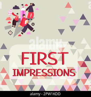Testo che mostra ispirazione prime impressioni, concetto che significa quello che una persona pensa di voi quando vi incontrano per la prima volta Foto Stock