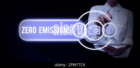 Visualizzazione concettuale Zero Emissions, Business Approach non emette rifiuti che inquinano l'ambiente Foto Stock