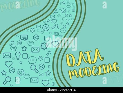 Visualizzazione dei segnali Data Modeling, processo di Business idea per il trasferimento di dati tra sistemi di archiviazione dati Foto Stock