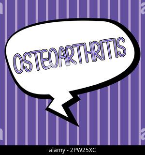 Segno di testo che mostra osteoartrite, degenerazione del concetto Internet della cartilagine articolare e l'osso sottostante Foto Stock